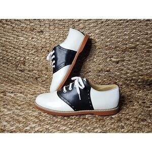 Kesco Classic White Black Lace-up Saddle Oxford Uniform Shoes Size 13 New!